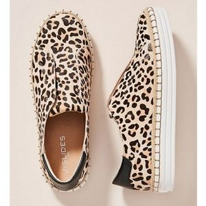 ANTHROPOLOGIE J/Slides Karla Leopard Print Espadrille Shoes sz 9